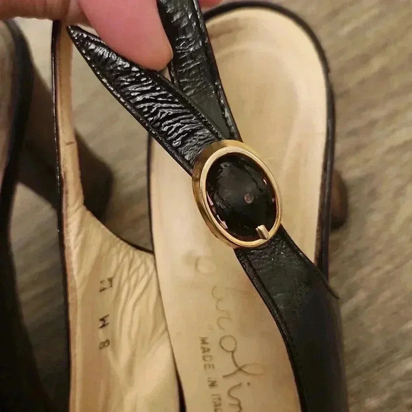 Garolini Black patent leather, leather insole, peeptoe sling back vintage - Picture 8 of 10